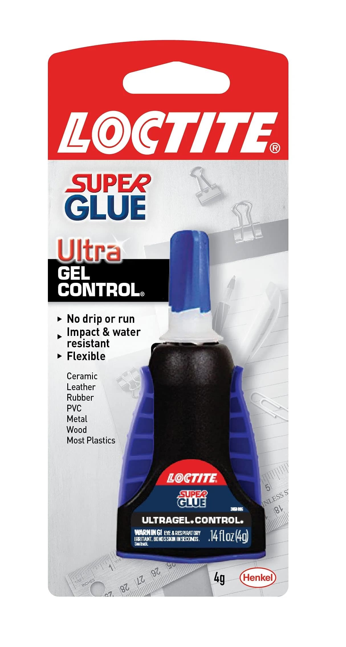 Loctite Super Glue Ultra Gel Control 0.14 fl oz (4 ml) | Rubber Toughened Instant Adhesive for Tough Repairs - main product image