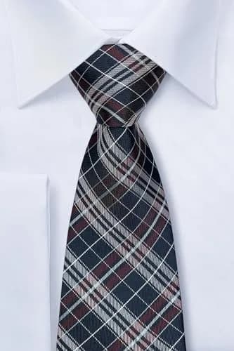 Retreez Plaid Checkered Men's Tie Navy Blue Burgundy 3.15 inches (8 cm) | Formal & Casual Microfiber Necktie thumbnail 2