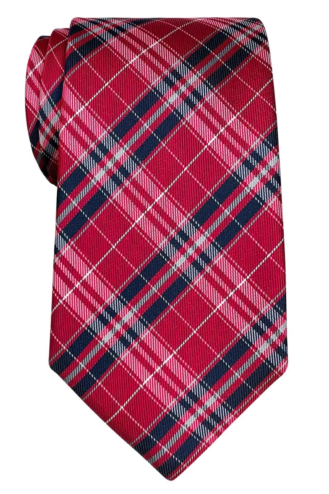 Retreez Plaid Checkered Men's Necktie - Red and Navy Blue, 8cm (3.15") Width, 148cm (58") Length — Red and Navy Blue