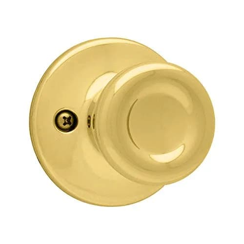 Kwikset Tylo Dummy Door Knob Polished Brass 1 Count | Interior Push/Pull Handle for Closets and French Doors thumbnail 1