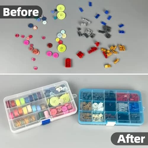 DUOFIRE Plastic Organizer Storage Box 15 Grids | Adjustable Compartments for Jewelry & Small Items thumbnail 5