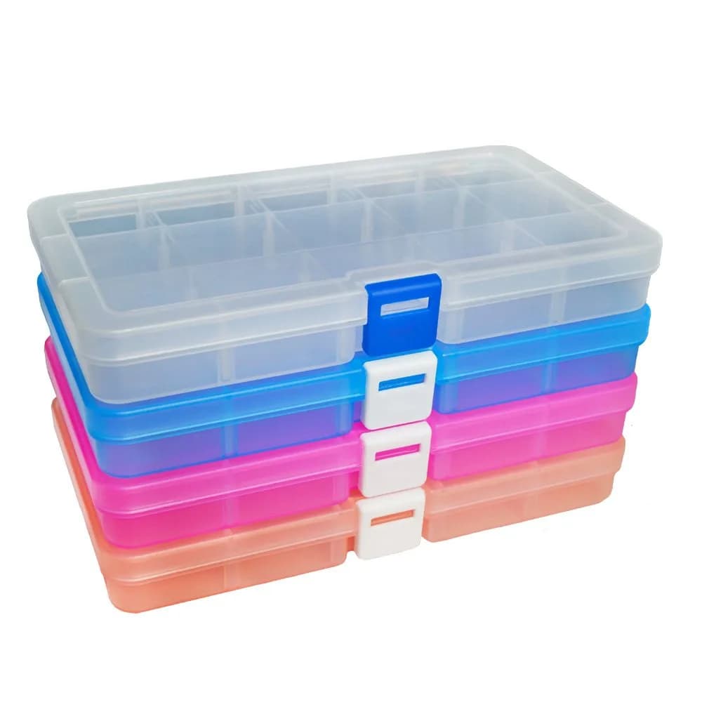 DUOFIRE Plastic Organizer Storage Box 15 Grids | Adjustable Compartments for Jewelry & Small Items