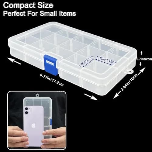 DUOFIRE Plastic Organizer Storage Box 15 Grids | Adjustable Compartments for Jewelry & Small Items thumbnail 2