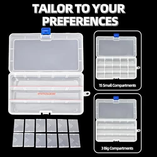 DUOFIRE Plastic Organizer Storage Box 15 Grids | Adjustable Compartments for Jewelry & Small Items thumbnail 3