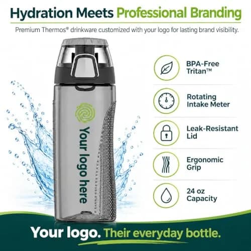 Thermos Tritan Hydration Bottle with Meter 710ml (24 oz) | Leak-Proof, BPA-Free, Track Your Intake thumbnail 5