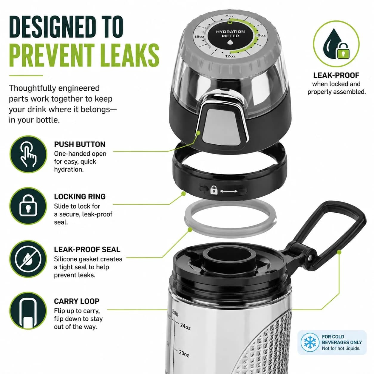 Thermos Tritan Hydration Bottle with Meter 710ml (24 oz) | Leak-Proof, BPA-Free, Track Your Intake - view 7