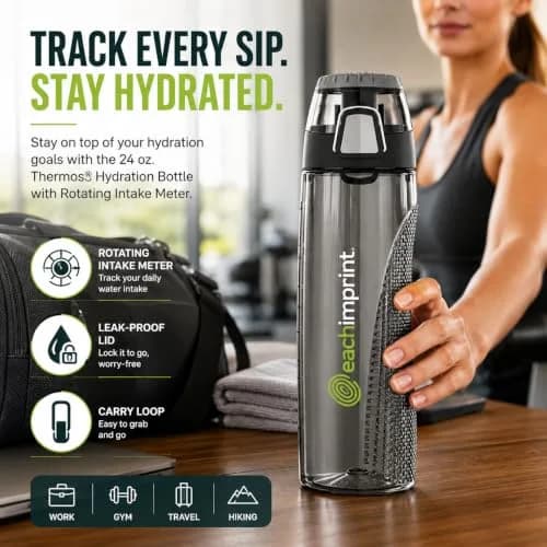 Thermos Tritan Hydration Bottle with Meter 710ml (24 oz) | Leak-Proof, BPA-Free, Track Your Intake thumbnail 9