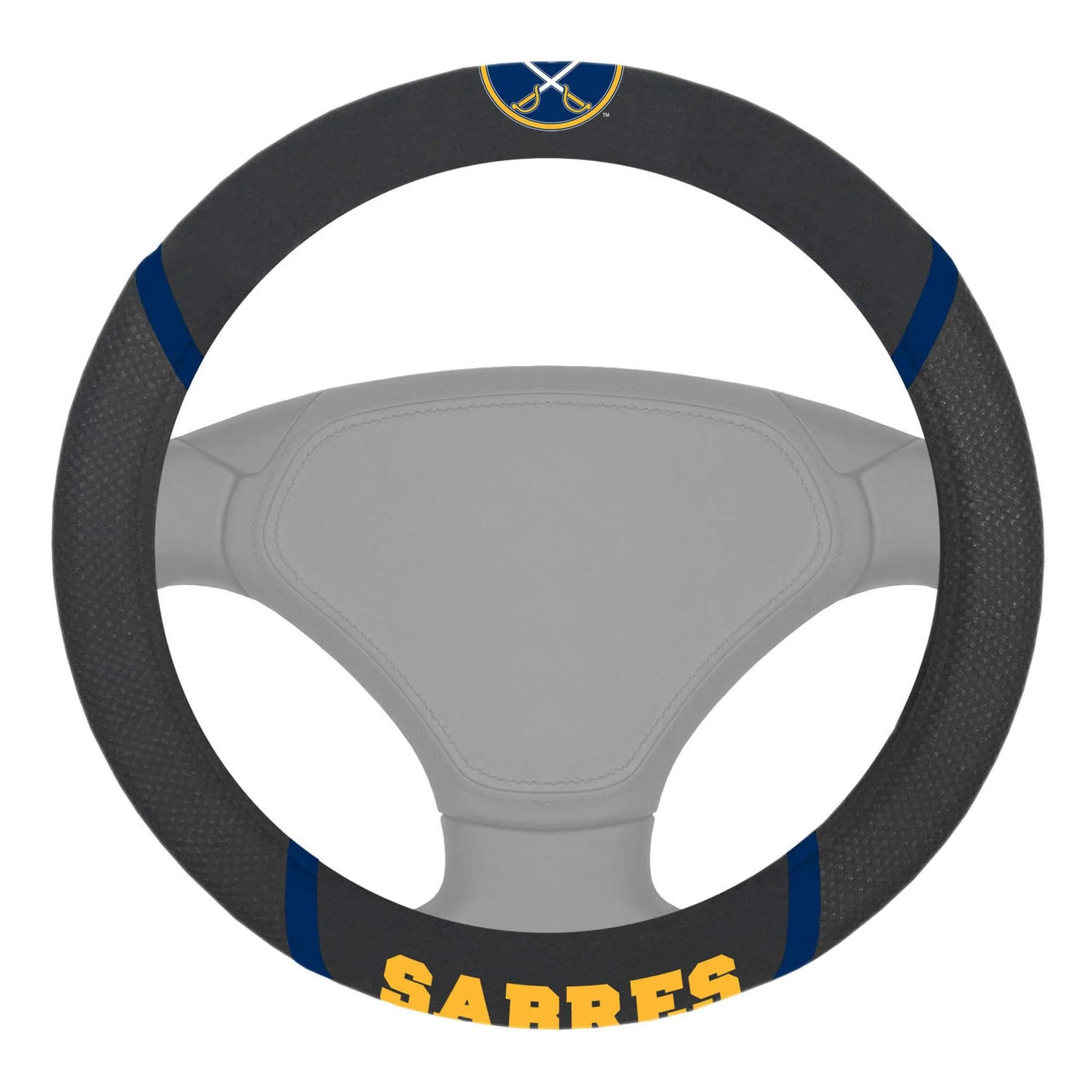 FANMATS NHL Buffalo Sabres Steering Wheel Cover | Faux Suede & Mesh, 15"x15"