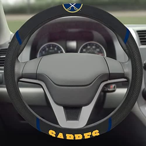 FANMATS NHL Buffalo Sabres Steering Wheel Cover | Faux Suede & Mesh, 15"x15" thumbnail 2
