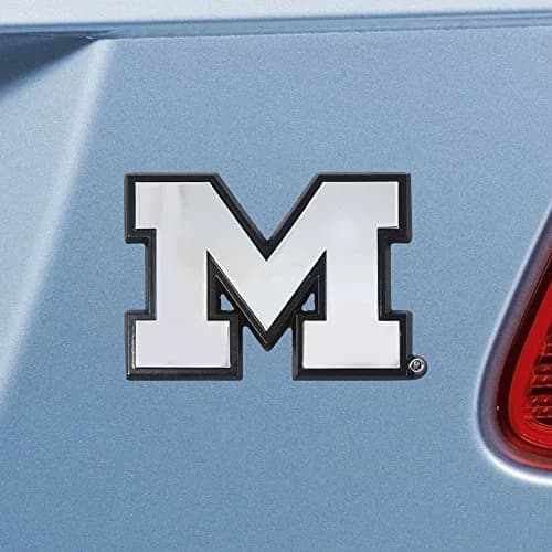 FANMATS NCAA Michigan Wolverines Chrome Metal Emblem | Durable 3"x3" Vehicle Badge with Team Logo thumbnail 1