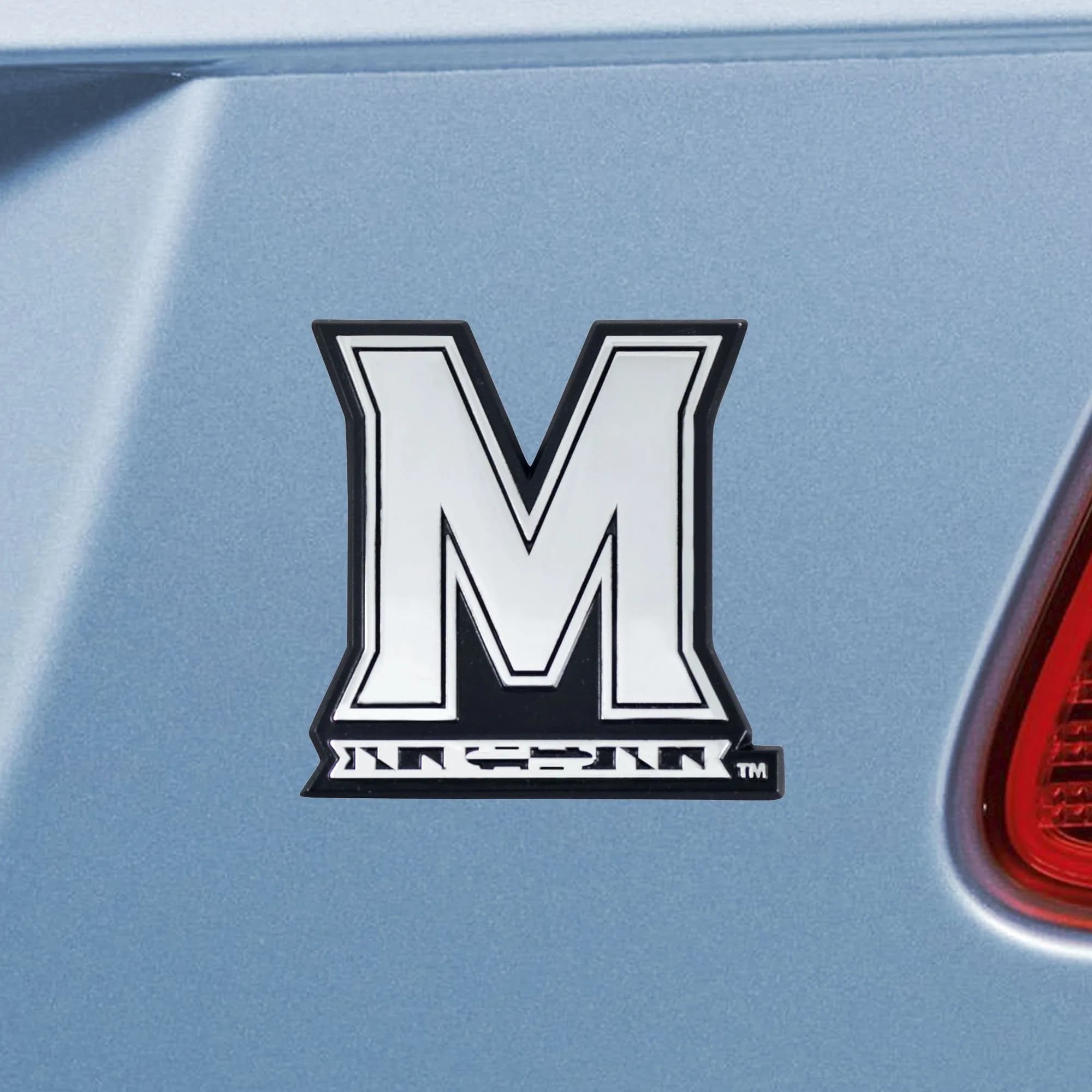 FANMATS NCAA Maryland Terrapins Chrome Metal Emblem | Durable, Easy Peel & Stick, 3"x3"