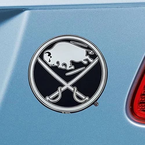 FANMATS NHL Buffalo Sabres Chrome Metal Emblem | 3"x3" Heavy Duty, 3D Logo, Easy Peel & Stick, Weather-Resistant Vehicle Badge thumbnail 1