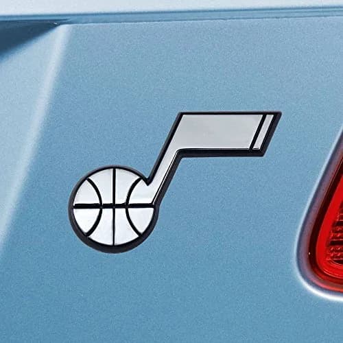 FANMATS NBA Utah Jazz Chrome Metal Emblem | 3" x 3" Molded Logo, Easy Peel & Stick, Durable thumbnail 1