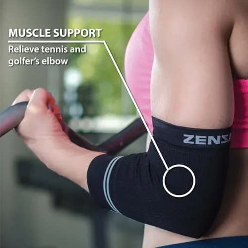 Zensah Compression Tennis Elbow Sleeve for Elbow Tendonitis, Tennis Elbow, Golfer's Elbow - Elbow Support, Elbow Brace (Large, Black) | Targeted Support & Relief thumbnail 4