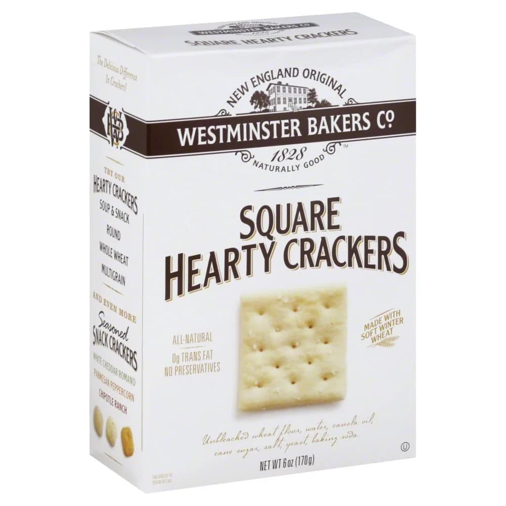 Olde Cape Cod Westminster Hearty Square Crackers 6 Oz | All Natural, Kosher, Vegan, Wheat-Free