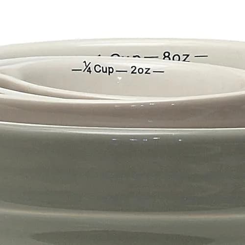 Creative Co-Op Batter Bowl Shaped Measuring Cups in Greys (Set of 4 Sizes) | Vintage-Style Stoneware with V-Spout, Stackable & Dishwasher Safe thumbnail 3