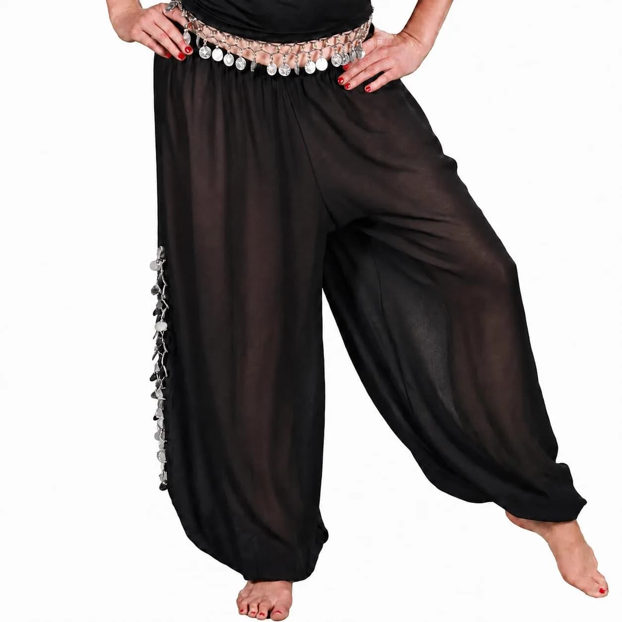 Miss Belly Dance Chiffon Harem Pants with Side Slits | Comfortable, Elegant & Perfect for Practice (70-120 chars)