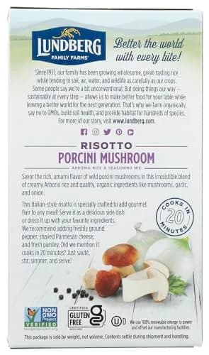 Lundberg Organic Porcini Wild Mushroom Risotto 5.90 Ounces | Gluten Free & Organic thumbnail 3