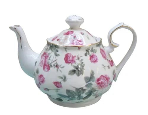 Gracie China Rose Chintz Porcelain 4.5-Cup Teapot Pink Rose Bouquet | Elegant Porcelain Tea Ware thumbnail 1
