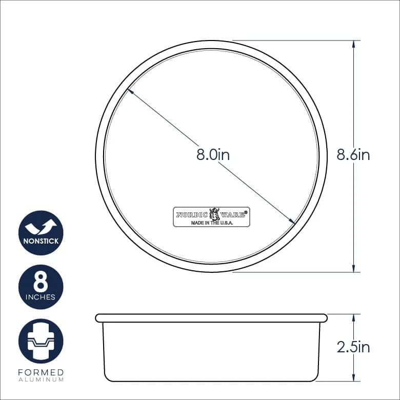Nordic Ware Naturals Nonstick Round Cake Pan, 8-Inch | Durable Aluminum Bakeware for Perfect Cakes thumbnail 6