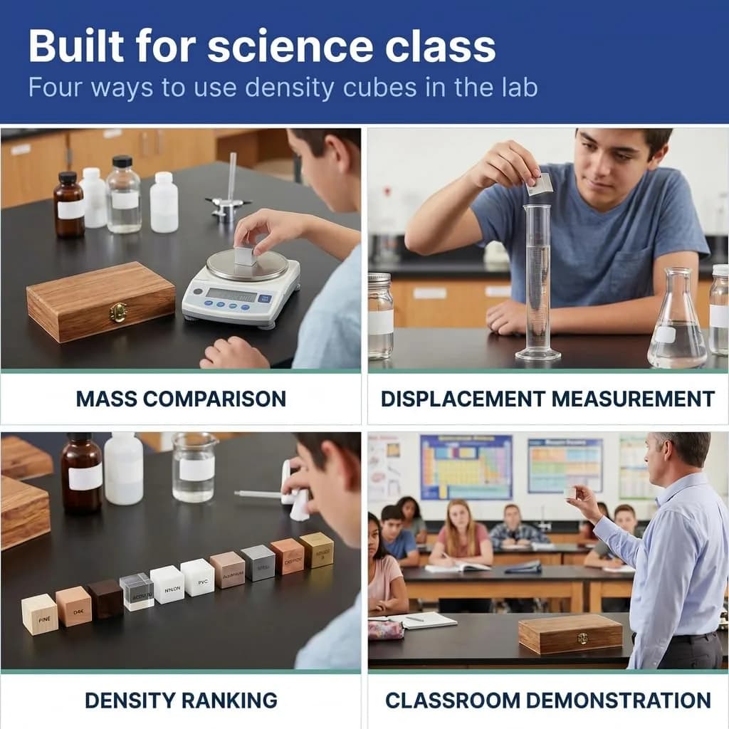 United Scientific Density Cube Set, 10 Materials Physics Blocks, 1 Inch | Educational Science Kit for Students - view 5