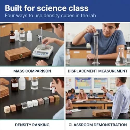 United Scientific Density Cube Set, 10 Materials Physics Blocks, 1 Inch | Educational Science Kit for Students thumbnail 5