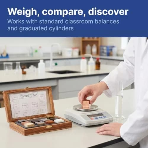 United Scientific Density Cube Set, 10 Materials Physics Blocks, 1 Inch | Educational Science Kit for Students thumbnail 3