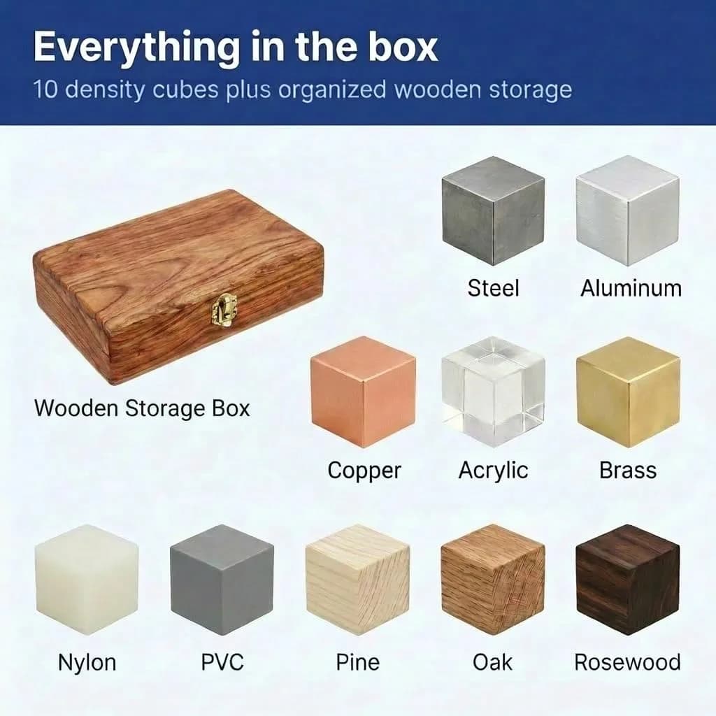 United Scientific Density Cube Set, 10 Materials Physics Blocks, 1 Inch | Educational Science Kit for Students - view 4
