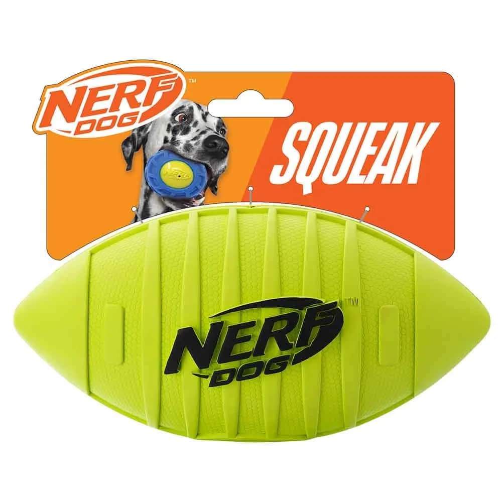 Nerf Dog Blitz Squeak Football 17.8 cm (7 Inch) | Durable Rubber Dog Toy for Medium and Large Breeds - main product image