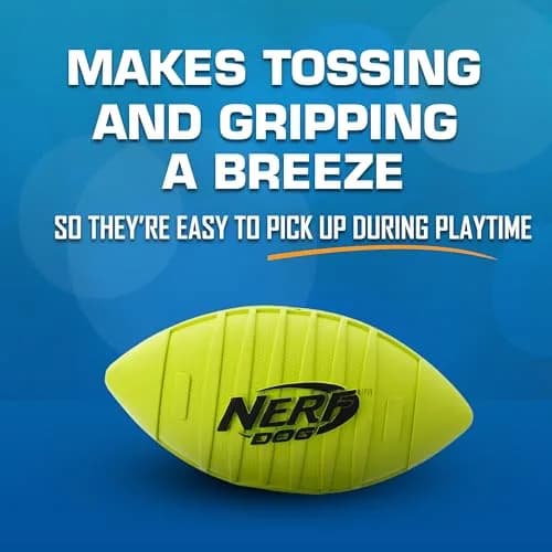 Nerf Dog Blitz Squeak Football 17.8 cm (7 Inch) | Durable Rubber Dog Toy for Medium and Large Breeds thumbnail 5