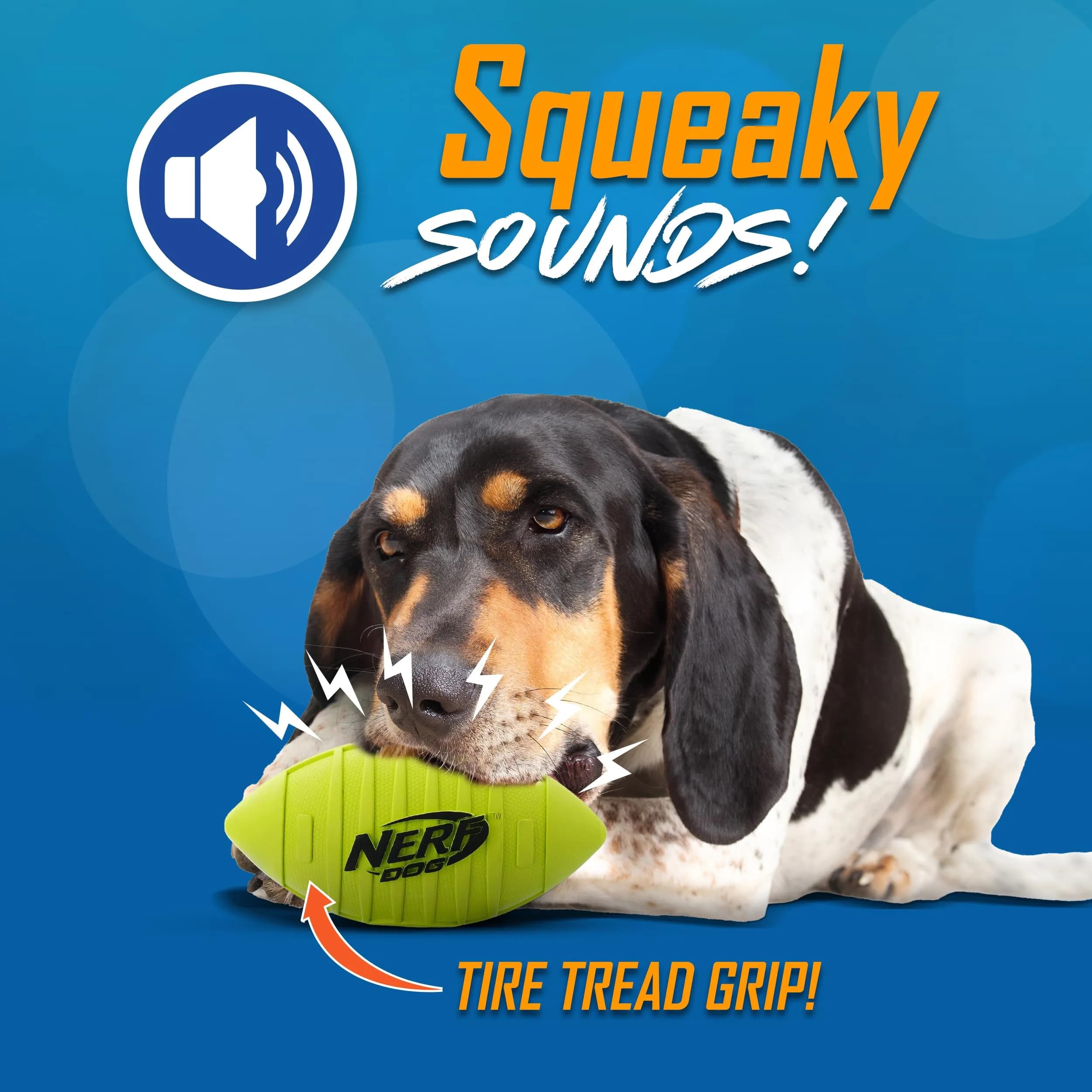Nerf Dog Blitz Squeak Football 17.8 cm (7 Inch) | Durable Rubber Dog Toy for Medium and Large Breeds - view 2