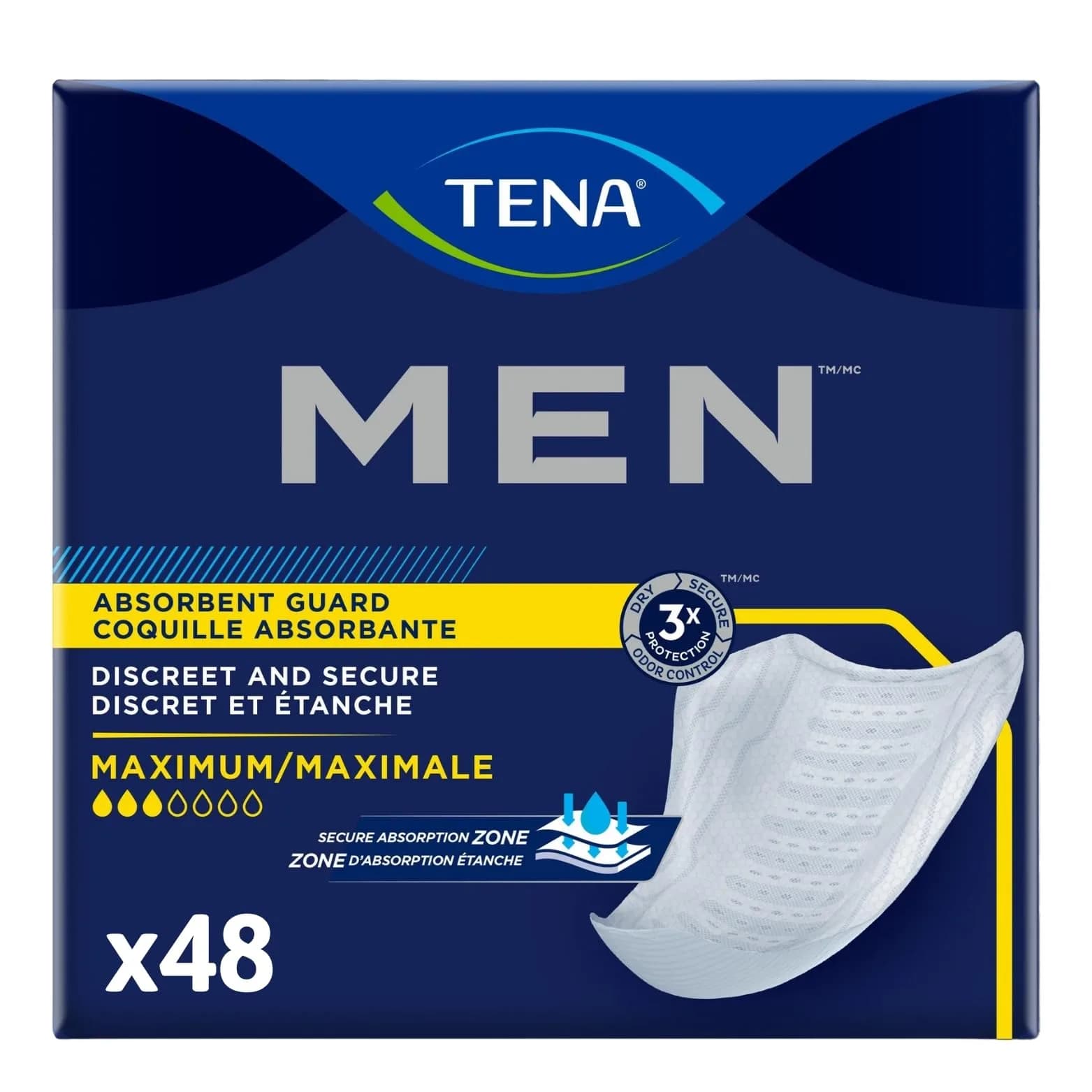 TENA Incontinence Guards for Men, Moderate Absorbency, 48 Count | Discreet Protection for Men - main product image