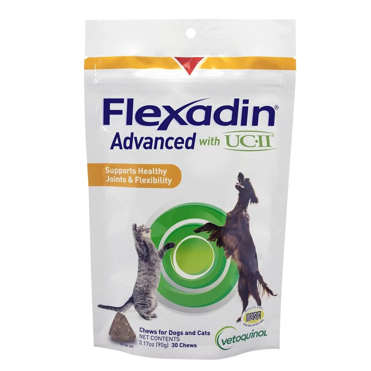 Vetoquinol Flexadin Advanced Hip and Joint Supplement for Dogs & Cats with Undenatured Collagen, 30 Soft Chews | Vet-Approved Formula for Joint Support - main product image