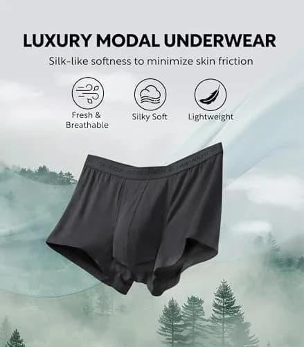 DAVID ARCHY Men's Modal Boxer Briefs Second Skin Trunks Underwear 3/4/7 Pack | Supportive, Breathable & Moisture-Wicking (70-120 chars) thumbnail 3