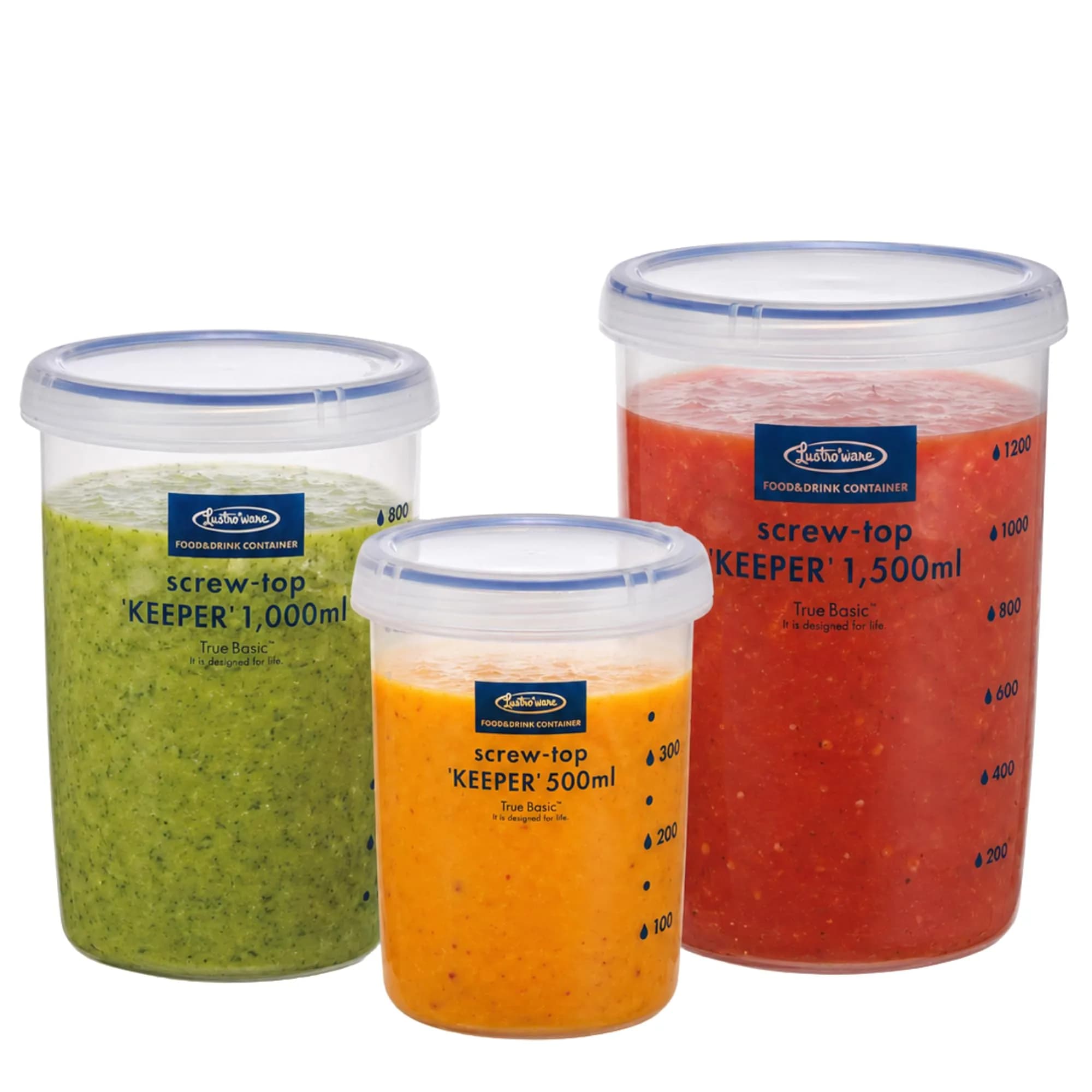 Lustroware Airtight Food Storage Containers with Lids, Set of 3 (17oz, 34oz, 50.7oz) | Nestable BPA-Free Canisters for Pantry Organization — White