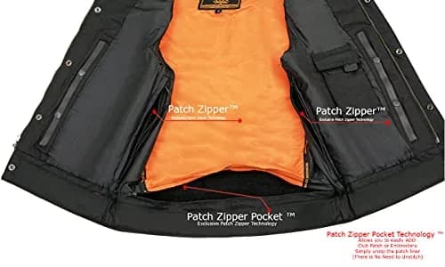 Milwaukee Leather SH2036 Men's Black Club Style Open Neck Leather Vest - X-Large | Durable Full-Grain Leather, Concealed Carry, Snug Fit thumbnail 7