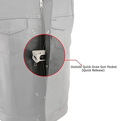 Milwaukee Leather SH2036 Men's Black Club Style Open Neck Leather Vest - X-Large | Durable Full-Grain Leather, Concealed Carry, Snug Fit thumbnail 8