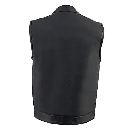 Milwaukee Leather SH2036 Men's Black Club Style Open Neck Leather Vest - X-Large | Durable Full-Grain Leather, Concealed Carry, Snug Fit thumbnail 9