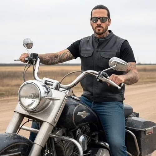 Milwaukee Leather SH2036 Men's Black Club Style Open Neck Leather Vest - X-Large | Durable Full-Grain Leather, Concealed Carry, Snug Fit thumbnail 2