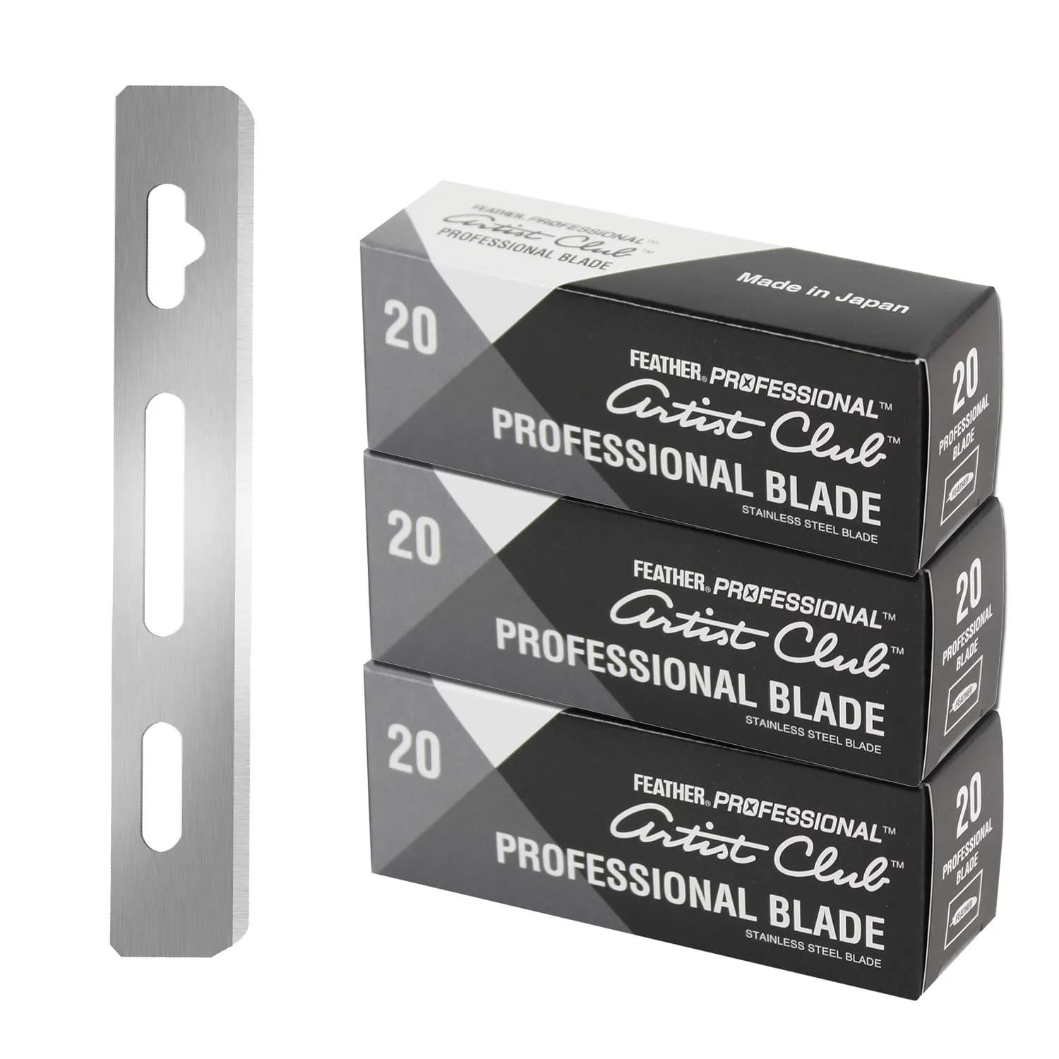 Feather Artist Club Professional Razor Blades 60 Count (Pack of 3) | Triple-Ground Platinum Coated Edges for Precision Shaving — Pack of 3
