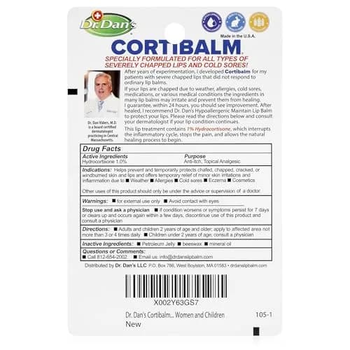 Dr. Dan's Cortibalm Lip Balm 3-Pack 1% Hydrocortisone | Heals & Soothes Dry, Cracked Lips thumbnail 3
