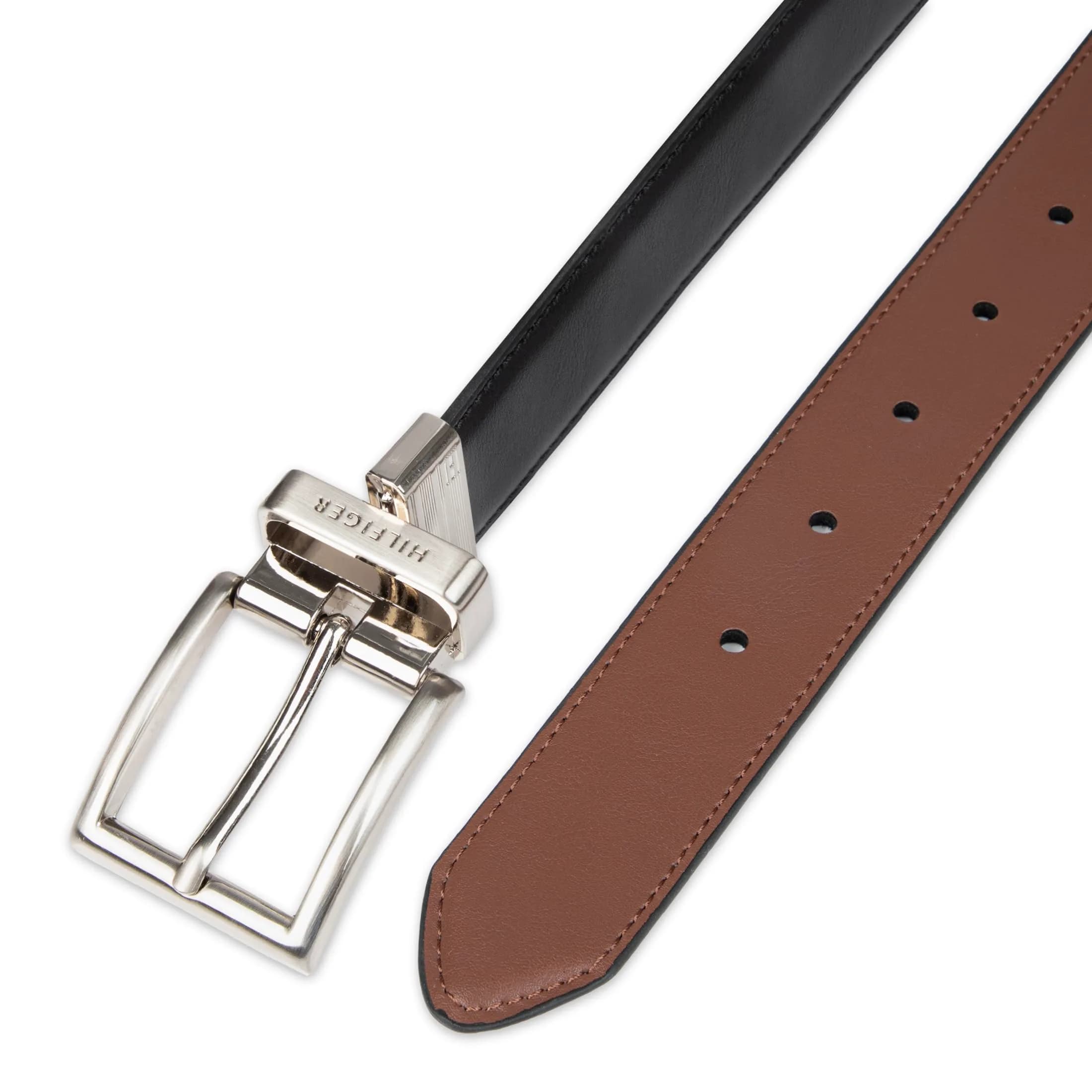 Tommy Hilfiger Men's Dress Reversible Belt 32mm (1.25 inches) | Black/Tan Silver, Size 40 - view 5