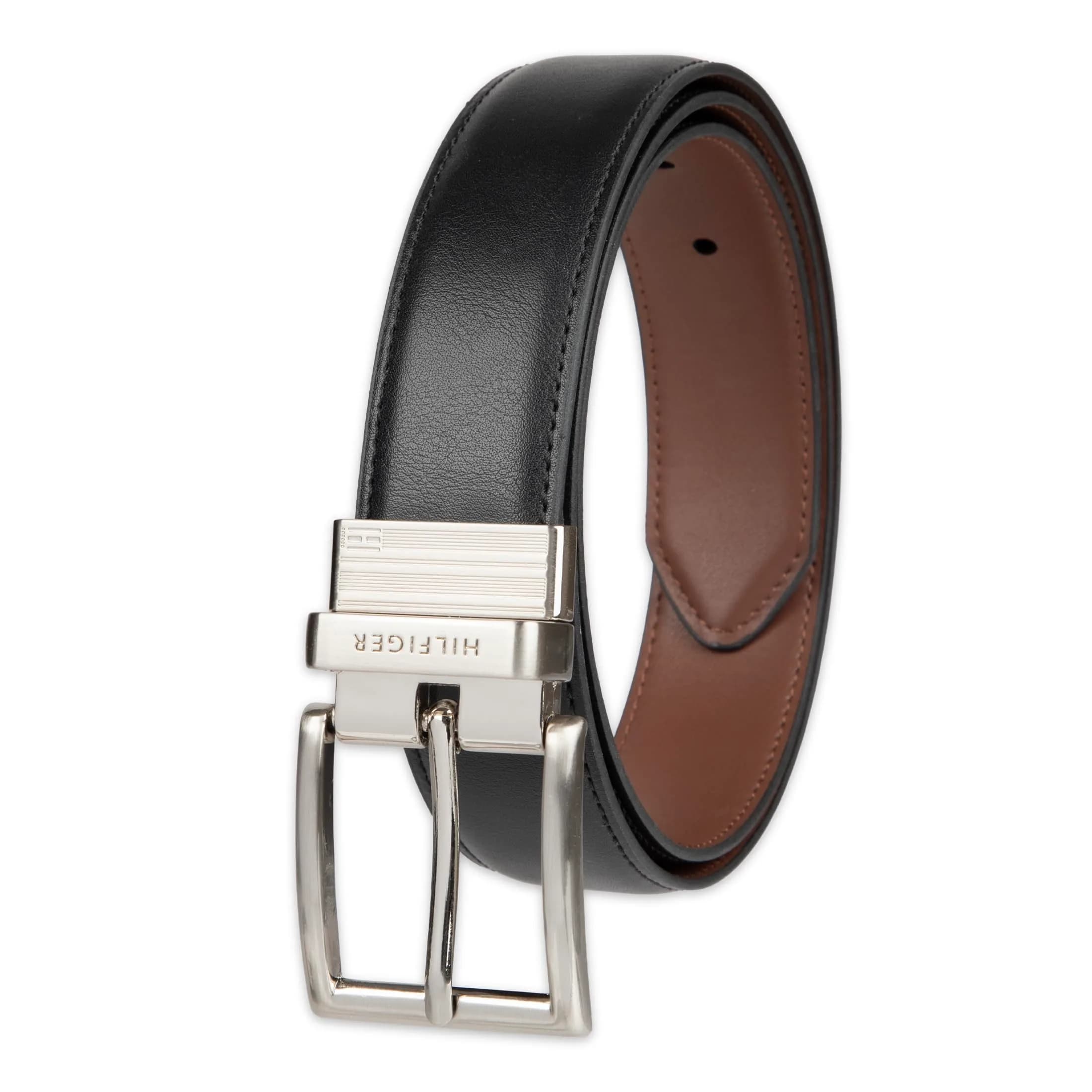 Tommy Hilfiger Men's Reversible Belt - Black/Tan Silver, Size 38 - main product image