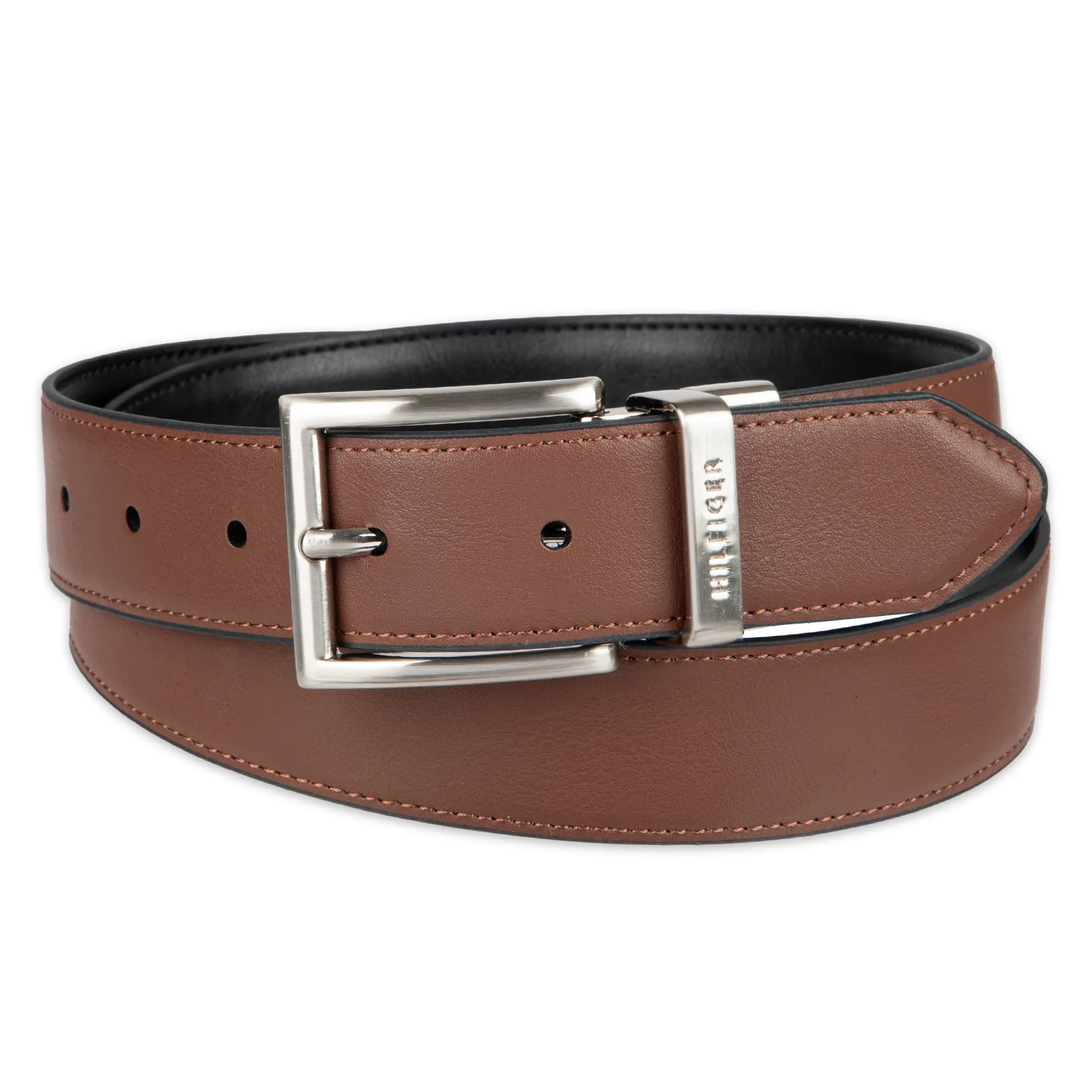 Tommy Hilfiger Men's Black/Tan Silver Reversible Belt, Size 44, 1.25-inch Width - view 3