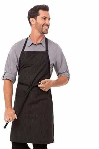 Chef Works Unisex Butcher Apron with Contrasting Ties | Pinstripe, One Size thumbnail 3