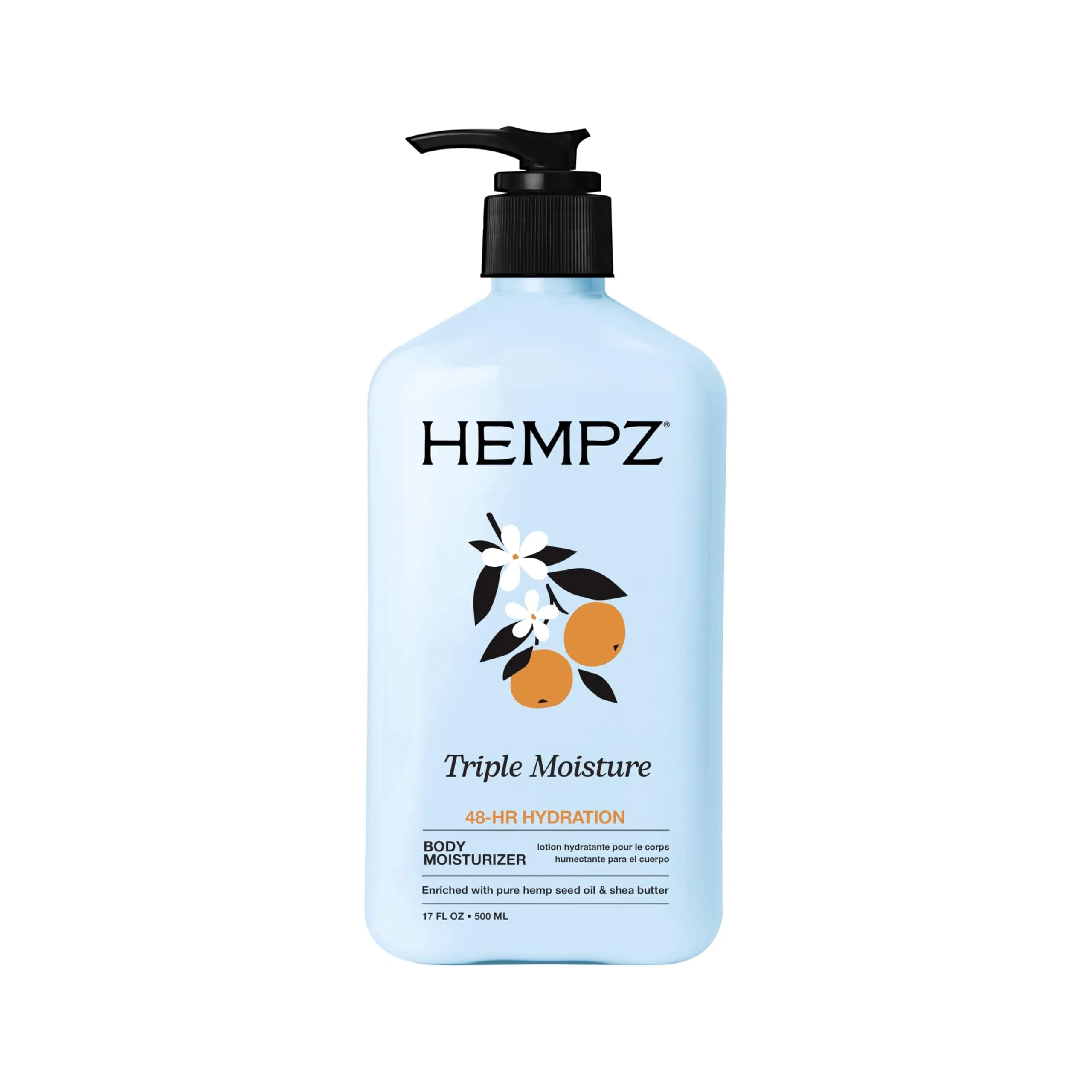 Hempz Triple Moisture Body Moisturizer 17 Oz (493 ml) | Hydrating Lotion with Hemp Seed Oil for Dry, Sensitive Skin — Body Cream