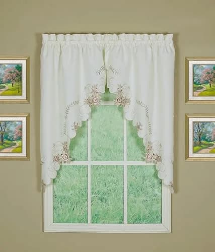 Today's Curtain Verona Reverse Embroidery Swag Window Tier 38cm (15in) x 60cm (24in) | Light-Filtering Polyester thumbnail 4