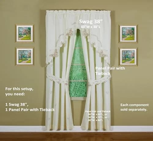Today's Curtain Verona Reverse Embroidery Swag Window Tier 38cm (15in) x 60cm (24in) | Light-Filtering Polyester thumbnail 7