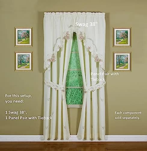 Today's Curtain Verona Reverse Embroidery Swag Window Tier 38cm (15in) x 60cm (24in) | Light-Filtering Polyester thumbnail 9