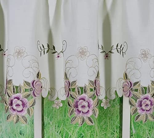 Today's Curtain Verona Reverse Embroidery Swag Window Tier 38cm (15in) x 60cm (24in) | Light-Filtering Polyester thumbnail 2